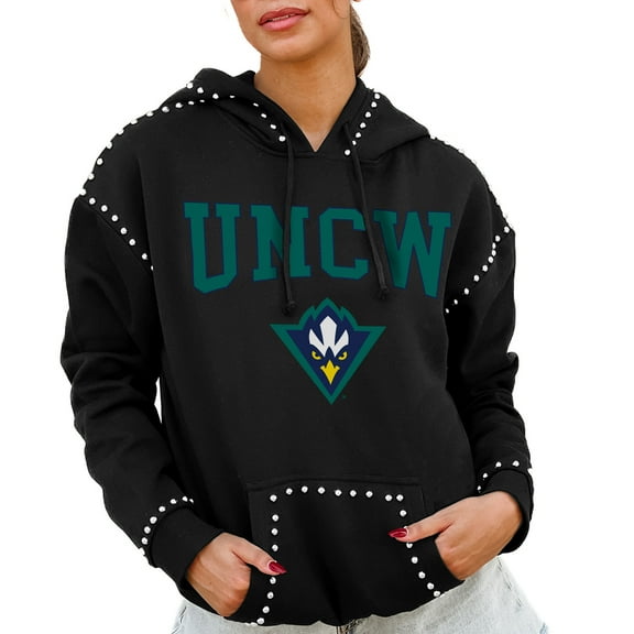 Women's Gameday Couture  Black UNC Wilmington Seahawks Studded Pullover Hoodie
