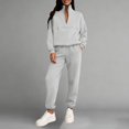 thumbnail image 2 of Aoiroe Fall Outfits For Women Outfits For Women Two Piece Sets For Women Casual Outfits For Women Womens Long Underwear Women'S Track Suits 2 Piece Quarter Zip Set White XL, 2 of 6