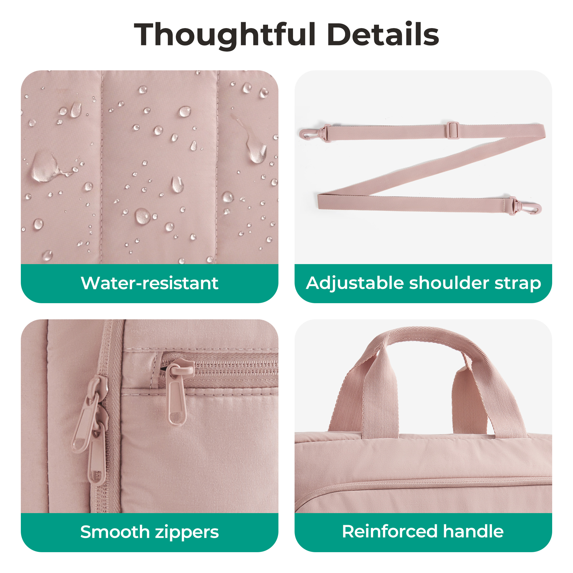 BAGSMART 17.3" Laptop Bag Briefcase, Pink photo 5