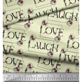 thumbnail image 2 of Soimoi Cotton Jersey Fabric Floral Love Text Print Fabric by the Yard 58 Inch Wide, 2 of 3