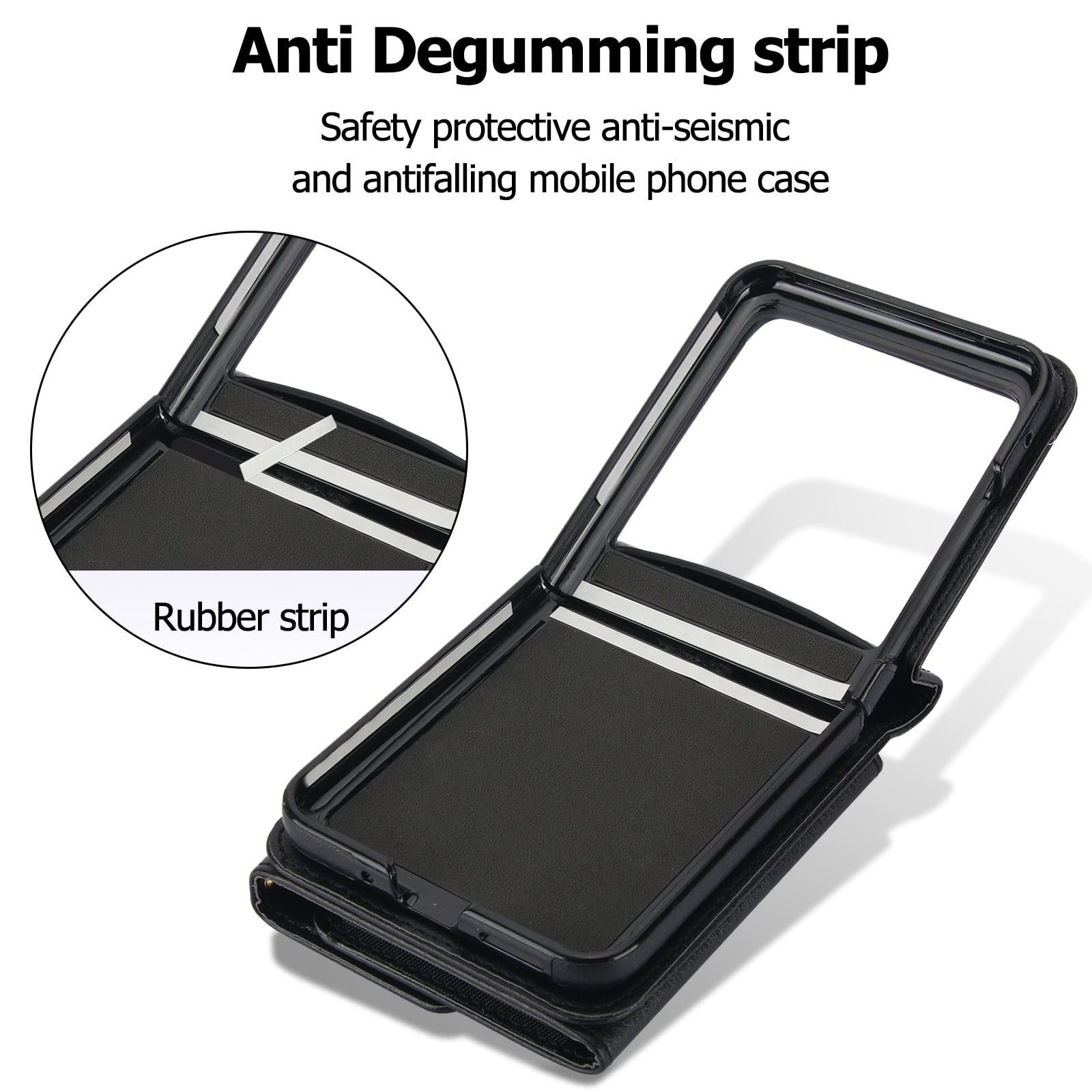 Allytechgroup for Motorola Razr 2025 Wallet Case, Stylish Practical Protective Premium PU Leather Cards Slots Hand Wrist Crossbody Strap Phone Case for Motorola Razr 2025, Black