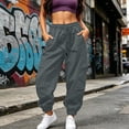 thumbnail image 5 of Cmtiyu Womens Cargo Pants Casual High Waist Drawstring Solid Jogger Pants Outdoor Athletic Trouser with Pockets S-2XL, 5 of 10