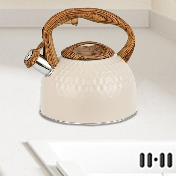 Hervidor de agua con silbato, tetera de 2,5 l con asa ergonómica, fácil de transportar, hervidor de cocina de acero inoxidable para apartamentos y
