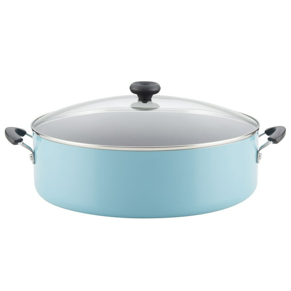 Farberware 14" Easy Clean Nonstick Family Pan, Jumbo Cooker with Lid, Aqua