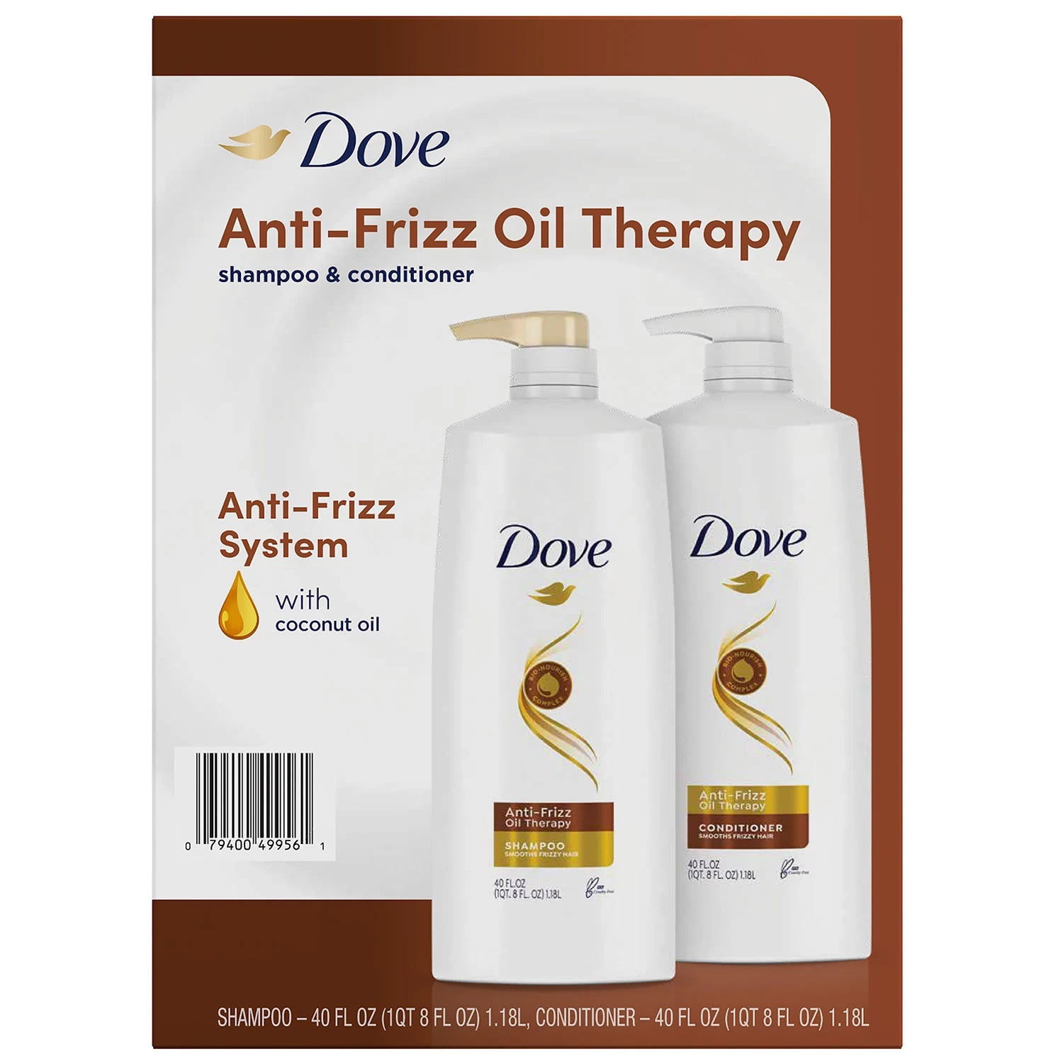 Dove AntiFrizz Oil Therapy Shampoo & Conditioner, 40 Fluid Ounce (Pack