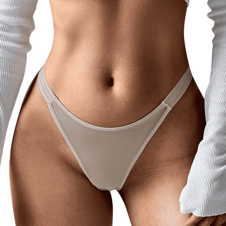 Fulorrnie Underwear for Women Seamless Cheeky Comfort No Show Panties Cute Thong Waistband Stretchable Panty  Khaki  10