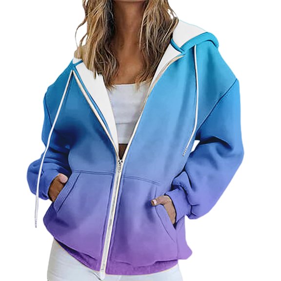 Bovemsi Sweatshirt for Women Fall Jacket Oversized Pocket Casual Clothing Zipper Track Solid Color Long Sleeve Tops Zip Up Hoodie