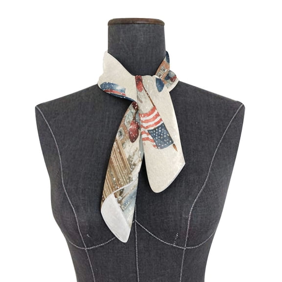 Wobogo American Flag Snowman Square Scarf 23.62 x 23.62 In Lightweight Polyester Silk-Feel Neck Scarf for Women Fashion Head Scarf Hair Wrap Bandana