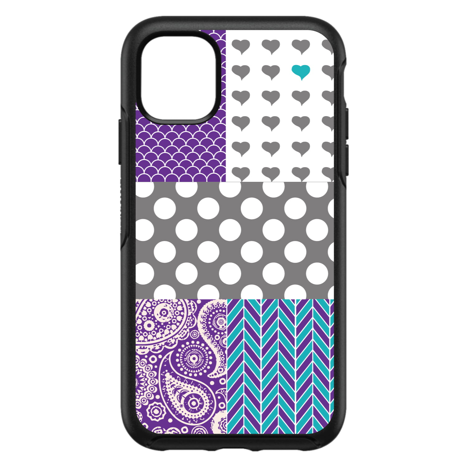 DistinctInk Custom SKIN / DECAL compatible with OtterBox Symmetry for iPhone 11 Pro (5.8" Screen) - Purple Teal Grey Patterns