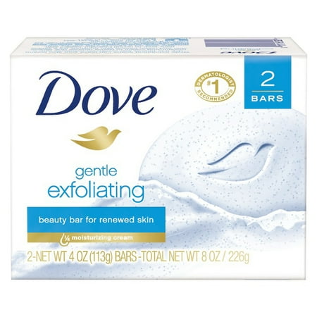 Exfoliating Massage Bath Bar - Dove Gentle Exfoliating Beauty Bar, 4 oz, 2 Bar