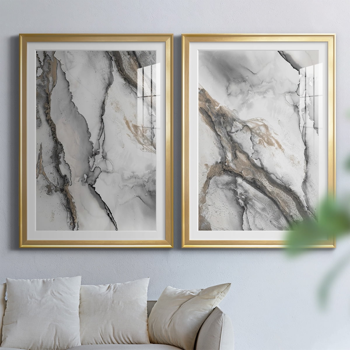 Wexford Home Abstract Ink Fantasy I Premium Framed Print, 22.5" x 30.5" - Ready to Hang, Gold (Set of 2)