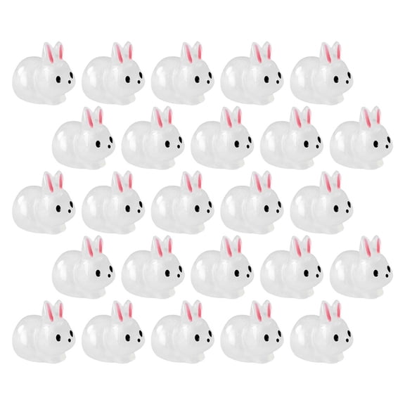 Cute White Resin Rabbit Figurines for Decor 40pcs Miniature Animal Crafts