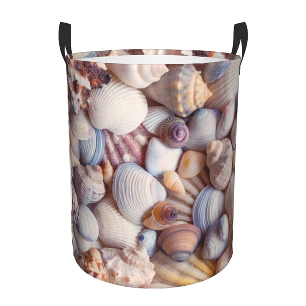 Fotbe Sea Shells Cesto de Ropa con Asas, Cesto Impermeable de Gran Capacidad, Bolsa de Lavado para Dormitorio, Cesto de Ropa con Ruedas y Asas-Small