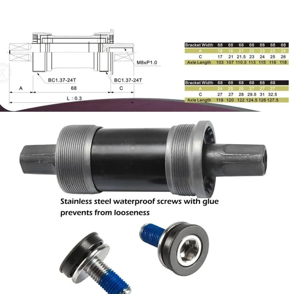 DONSP1986 Bicycle Square Taper BB Bottom Bracket Bearing Cartridge 68mm*120 - Mountain Road Bike