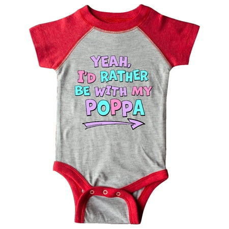

Inktastic Yeah I d Rather be with My Poppa in Pink Blue and Purple Gift Baby Boy or Baby Girl Bodysuit