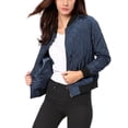 thumbnail image 6 of MODA NOVA Juniors Stand Collar Zip Up Raglan Sleeves Bomber Quilted Jacket, 6 of 7