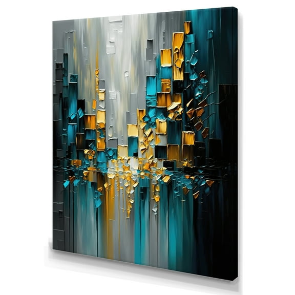 Designart Abstract Geometric Black And Green III Canvas Wall Art