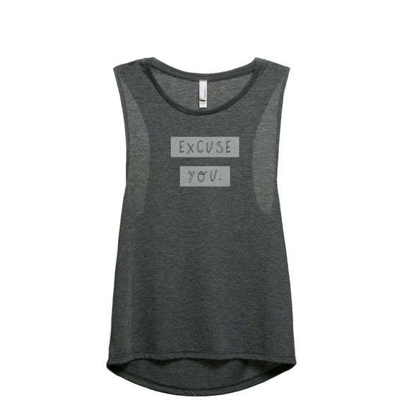 Excuse You Women's Fashion Sleeveless Muscle Workout Yoga Tank Top Charcoal Grey X-Large