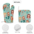thumbnail image 4 of Ocean Cute Mermaid Oven Mitt And Pot Holder Set Oven Glove for Kitchen Baking Cooking Grilling, 4 of 6