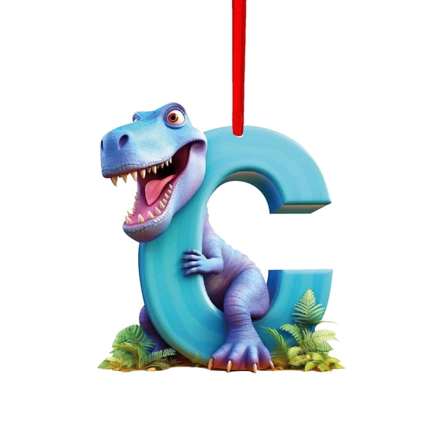 Colgante de dinosaurio con la letra D, decoración navideña, colgante de dinosaurio con la letra D, estilo adorable, decoración festiva para el hogar, regalo único, marco de metal.,Wsvlmg