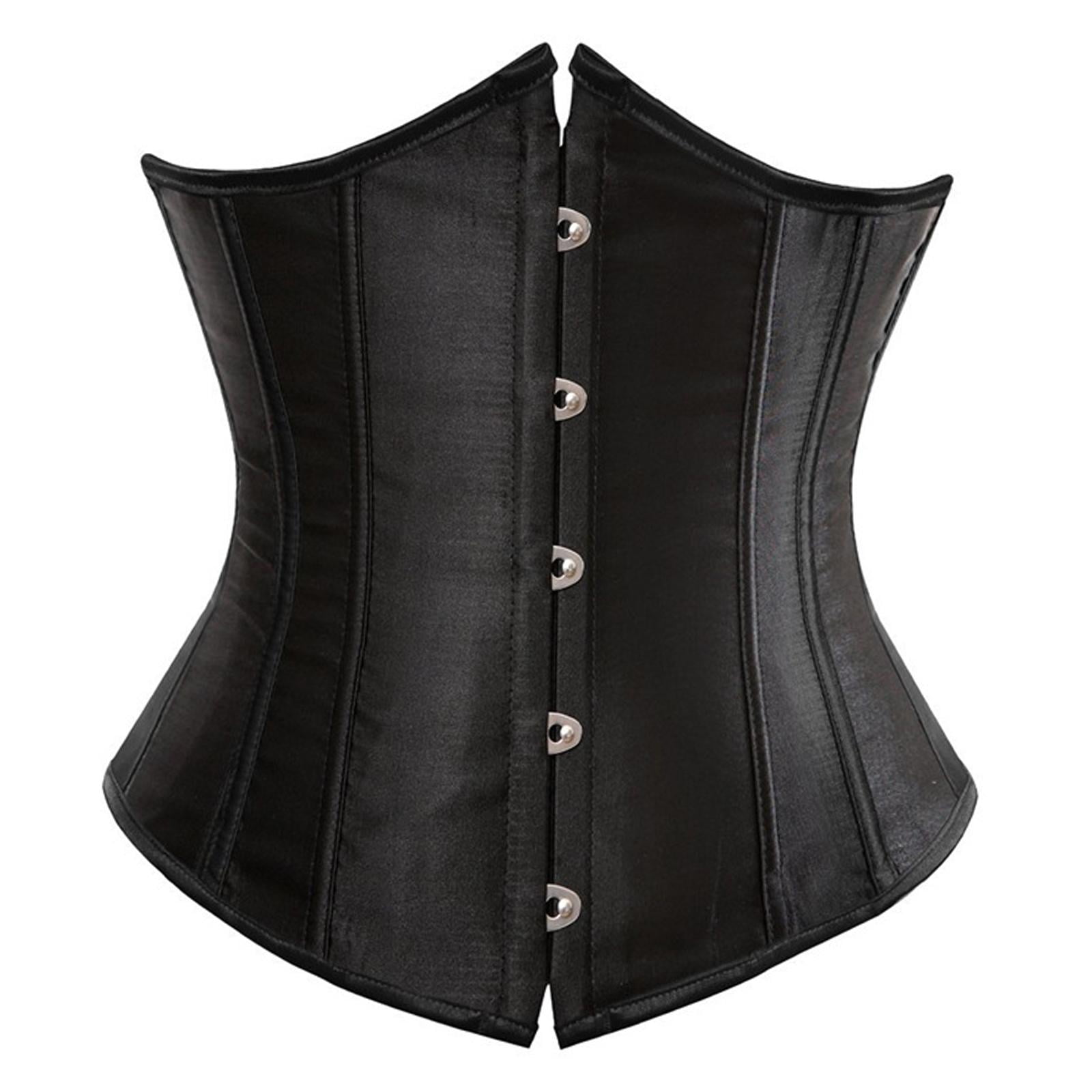 Women Polyester Underbust Corset Lace Up Boned Gothic Waist