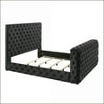 thumbnail image 2 of Bedroom Furniture Set, King Size Bed with Integrated TV Lift & 2 Nightstands, Modern Black Velvet Upholstery | Black | Fabric, 2 of 13
