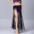 thumbnail image 2 of QATAINLAV Belly Dance Skirt for Women Mesh Side Split Long Skirts Sequin Mermaid Bodycon Wrap Hip Skirt Purple, 2 of 9