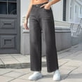 thumbnail image 5 of FNFYH Womens Fleece Line Jeans High Waist Stretch Denim Pants Wide Straight Leg Jean Pants, 5 of 8