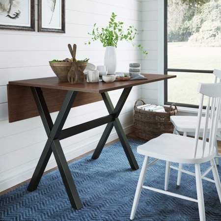 Nathan James Kalos Solid Wood Drop Leaf Folding Kitchen Dining or Console Table