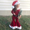 thumbnail image 3 of Ropa De Navidad Para Niños, Traje De Papá Noel De Navidad De Terciopelo Con Parte Inferior De Campana De Manga Larga, Conjunto De Trajes De 4 Uds Para Bebé De 2 A 5 Años, Regalo Yuarrent HA046754-04, 3 of 6