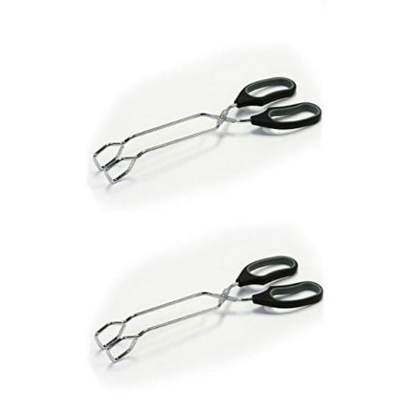 chef craft tongs with off-set working ends, black, 1-piece, 12-inch value 2-pack