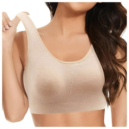 HBFAGFB Sports Bras for Women Simple and Breathable T Shirt Bra Ladies Seamless Underwear Beige Size One Size