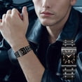 thumbnail image 2 of Business Golden Stainless Steel Watch For Men Fashion Rectangle Wrist Watch For Men Date Water Proof Analog Quartz Watch, 2 of 9