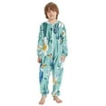 thumbnail image 2 of Soft Big Kids Onesie Pajamas Cozy Loose-Fit Jumpsuits for kids with Pockets for Christmas Lounge & Play Tropical Flowers and Birds, 2 of 8