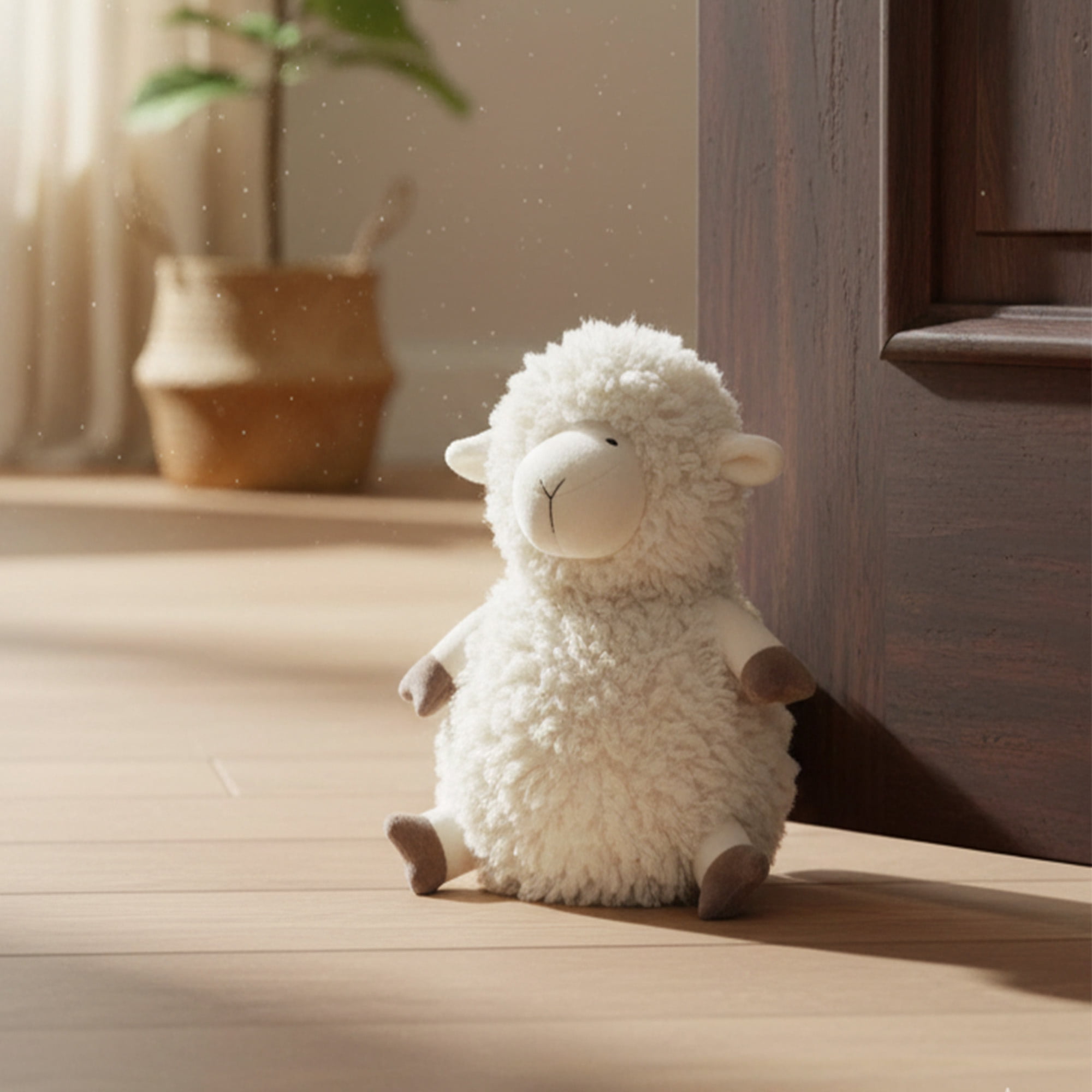 Decorative Sheep Door Stopper, 2.3 lb Weighted, Ecru