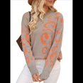 thumbnail image 1 of Suéter de Larga para Mujer, Suéter Informal de Otoño con Cuello Redondo, Jersey de Punto con Estampado de Leopardo, y Holgado. Albaricoque XL, 1 of 10