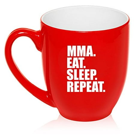 16 oz Large Bistro Mug Ceramic Coffee Tea Glass Cup MMA Eat Sleep Repeat