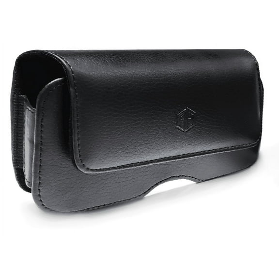 Premium FLIP Phone Case, Outdoor Pouch Holster Flip Phone Belt Case Fits Kyocera Cadence, Dura XTP, Dura XV E4520 Dura XE, Doro 7050 & Most FLIP Phones (Black Horizontal)