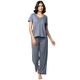 thumbnail image 2 of Fruit of the Loom Women's Soft & Breathable V-Neck Short Sleeve Top & Pajama Pant Set, Sizes S-4X, 2 of 10