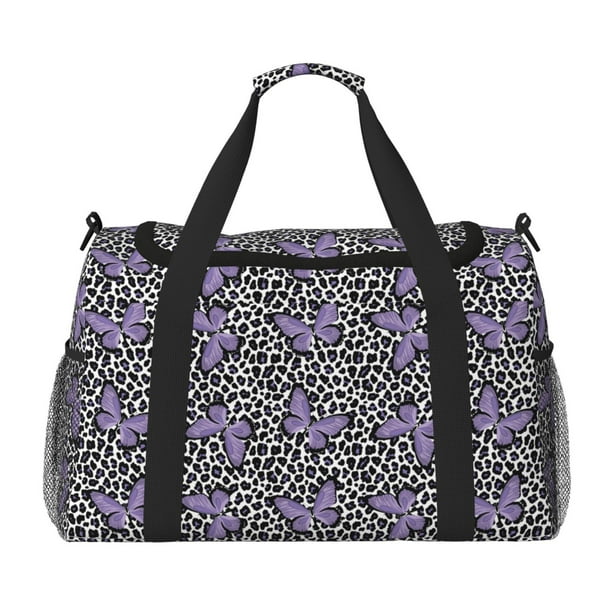 Disketp Purple Butterflies Bolsa de Viaje Tipo Duffle, Bolso de Mano para Fin de Semana para Mujer, Bolsa de Gimnasio Ligera para Hombre, Esencial para Viajes