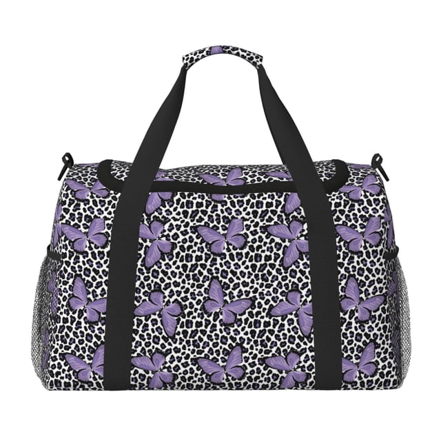 Disketp Purple Butterflies Bolsa de Viaje Tipo Duffle, Bolso de Mano para Fin de Semana para Mujer, Bolsa de Gimnasio Ligera para Hombre, Esencial para Viajes