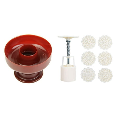 

Wine Red Mini Donut Mold with Mid-Autumn Hand-Pressure Moon Cake Mould with 6