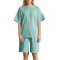 thumbnail image 3 of ibiyuan 2 Piece Sets for Women Summer Lounge Sets Casual Oversized Tshirts Shorts Matching Airport Travel Outfits, 3 of 5