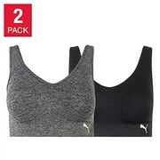 Puma Womens Sports Bra 2 Pack Seamless Removable Cups Size: S, Color: Black/Grey