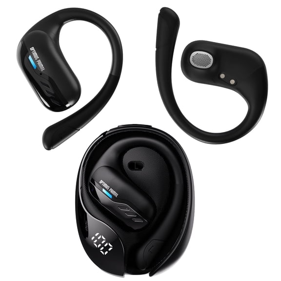 LOYFUN Open Ear Bluetooth Headphones, Wireless Earbuds with Ear Hooks, Bluetooth 5.4 Sport Earbuds for Running Workout, IPX5 Water Resistant, 24H Total Playtime, Black