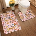 thumbnail image 2 of Yiaed Retro 70s Hippie Print Bathroom Mat Set 2 Pieces Mat Anti-Skid Pad Ultra Soft and Absorbent Bathroom Bath Mat Contour Bath Rugs for Toilet Base, 2 of 6