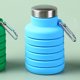 thumbnail image 5 of Botella de agua para niños, máximo 510 ml, mosquetón de metal de silicona de grado alimenticio, botella de agua plegable para niños, viajes escolares, azul cielo, 5 of 10