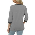 thumbnail image 6 of aidice 3/4 Length Sleeve Womens Tops Casual Crewneck Loose Comfy Shirts Solid Color Fashion Tee Shirts, 6 of 7