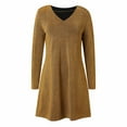 thumbnail image 5 of Womens V Neck Long Sleeve Yellow Sequin Dress Carnival Outfit Sparkling Dress for Women, 5 of 8