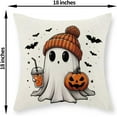 thumbnail image 6 of Halloween Pillow Covers 18x18 Set of 2 Pumpkin Black Bats Cute Ghost Throw Pillow Covers Halloween Decorations Outdoor Pillowcase for Halloween Home Decor Linen Cushion Case for Couch Sofa, 6 of 6